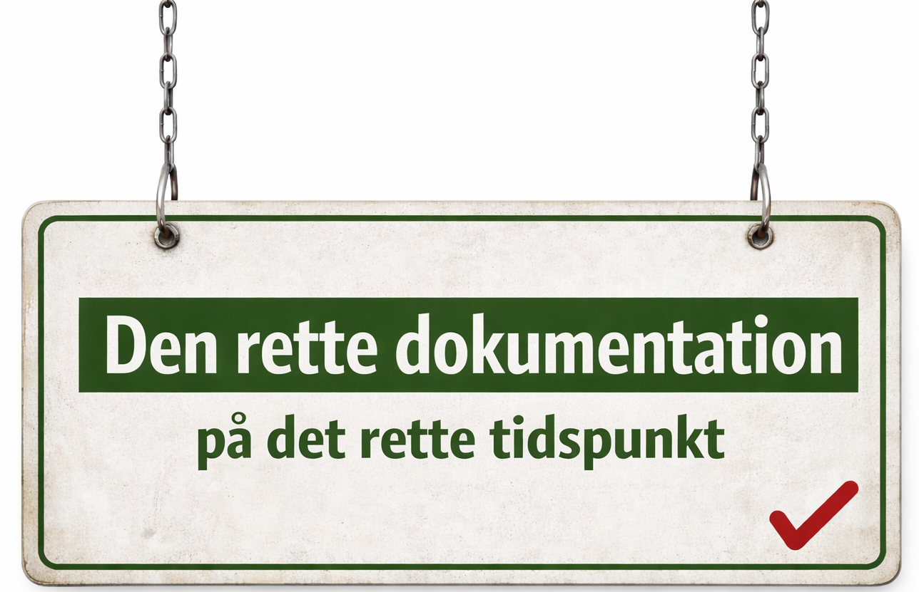 Skilt: Den rette dokumentation på det rette tidspunkt